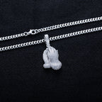Iced Out Praying Hand Pendant — 925 Silver