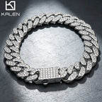 11mm full Rhinestone Miami Chain Bracelet for Men Rock Thick Cuban Chain Stainless Steel Punk Biker Jewelry Gifts