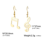 Music Note Drop Earrings for Women — Asymmetric Stainless Steel