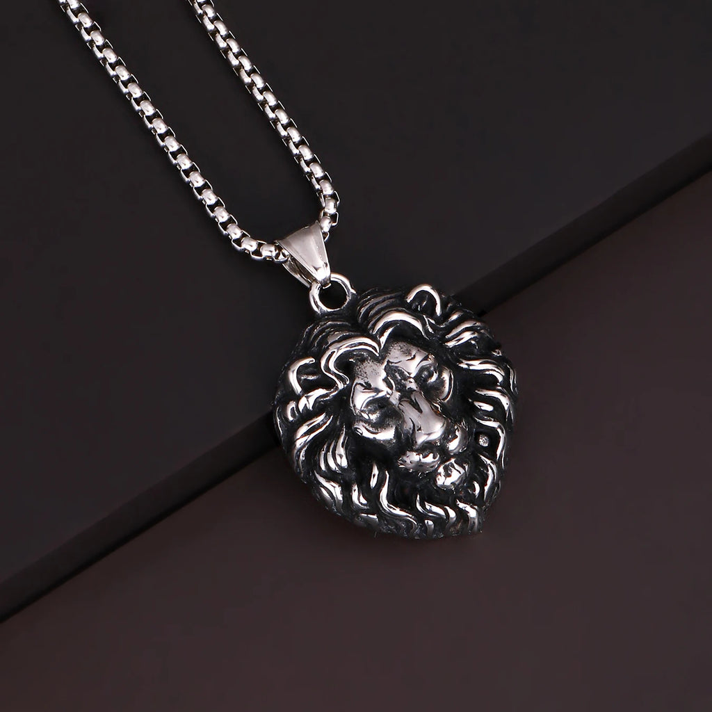 Wolf Tiger Lion Pendant Necklace — Stainless Steel