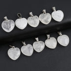5pc Natural Stone Pendant Heart Clear Quartz Healing Crystals Stone Charms For Jewelry Making DIY Necklaces