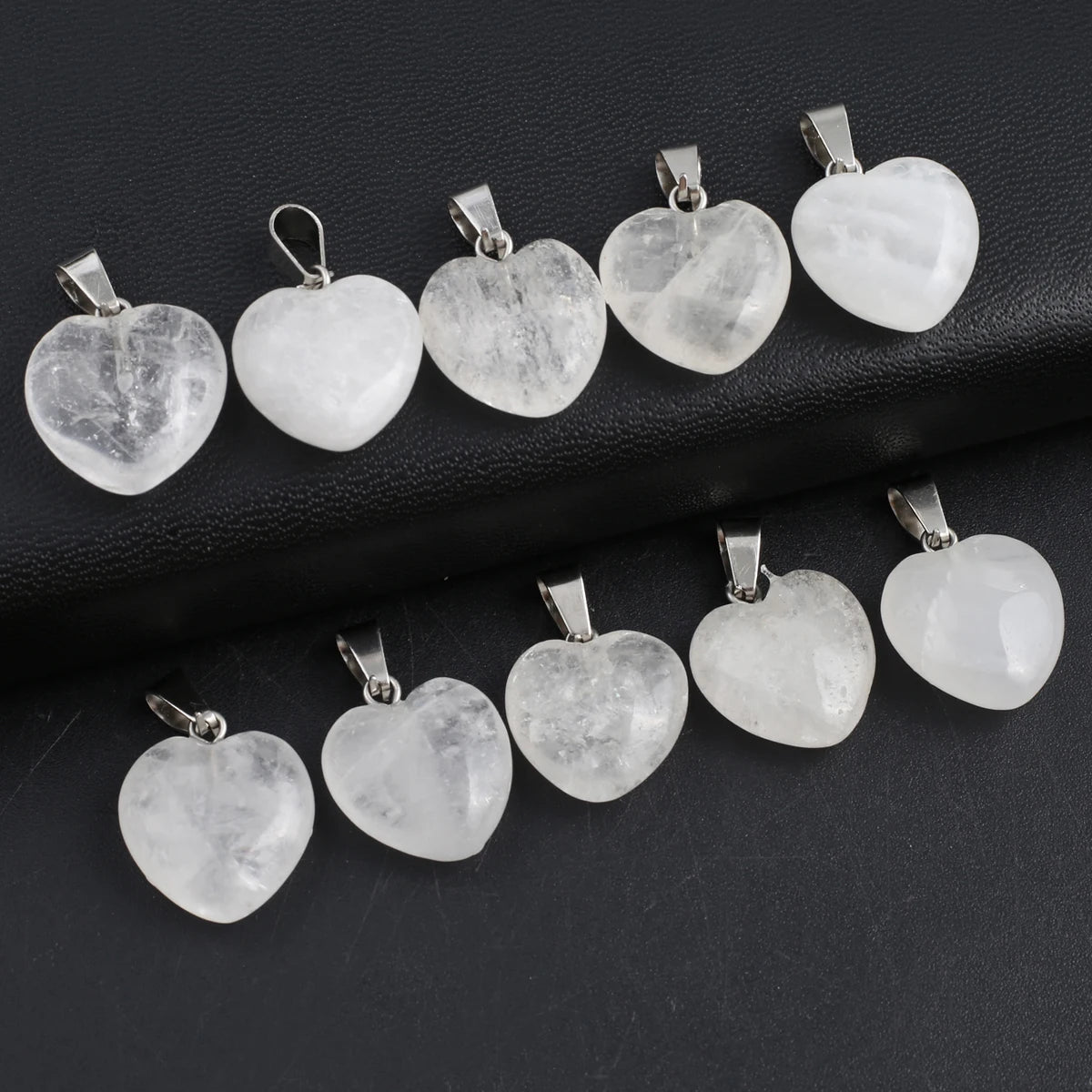 5pc Natural Stone Pendant Heart Clear Quartz Healing Crystals Stone Charms For Jewelry Making DIY Necklaces