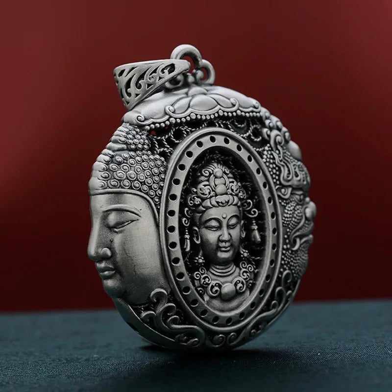 Buddhist Silver Pendant Necklace