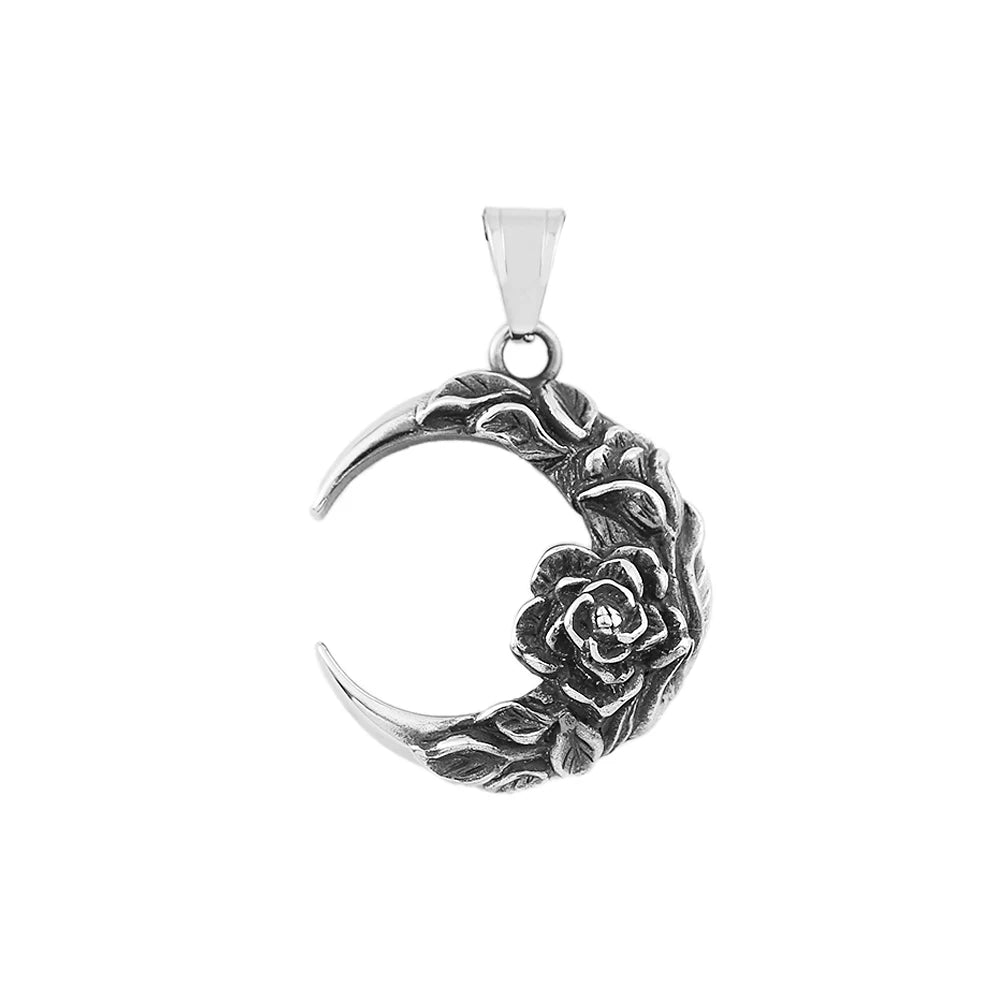 Moon Rose Pendant — Stainless Steel