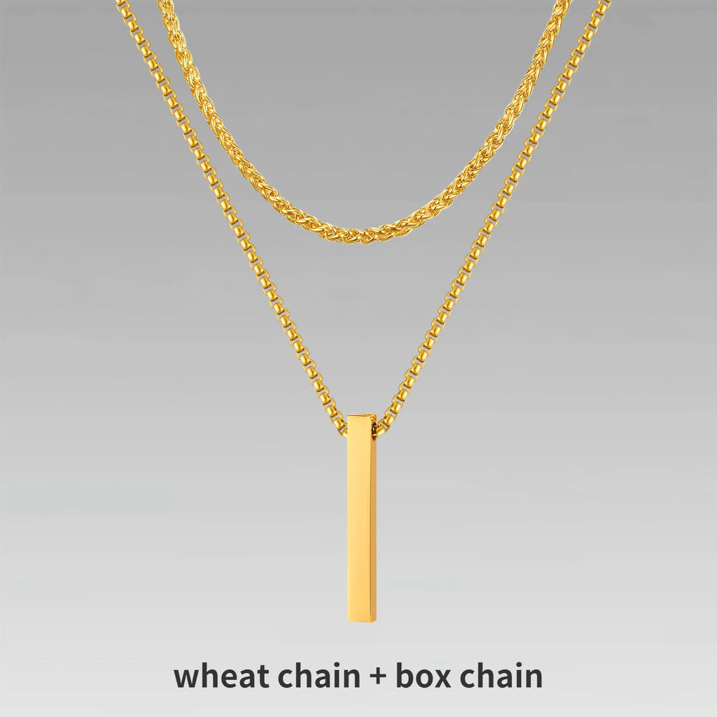 Vertical Bar Rope Cuban Chain Pendant — SS