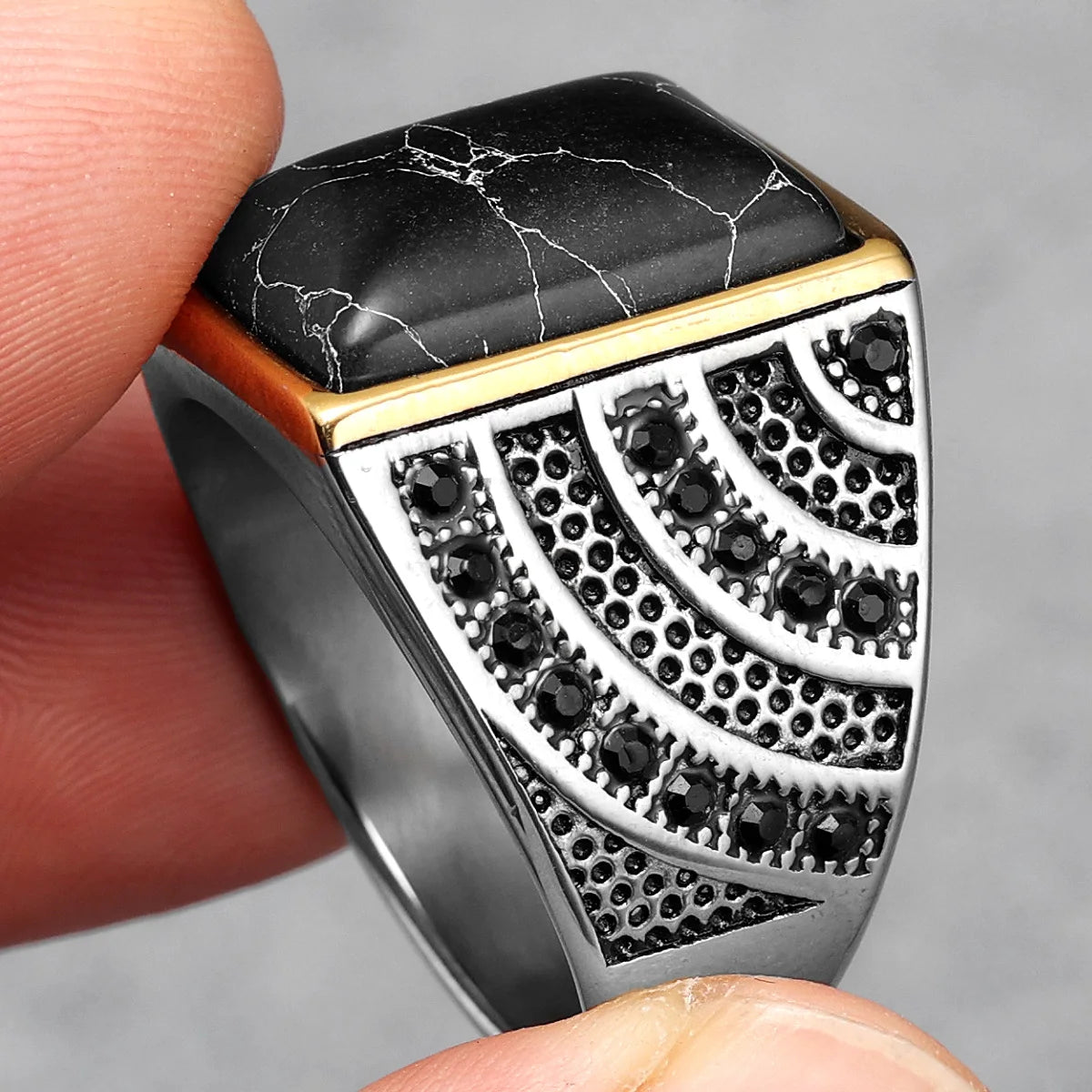 Simple Rings 316L Stainless Steel Ring Trendy Luxury Men Elegant Rhinestone for Male Boyfriend Jewelry Classic Gift