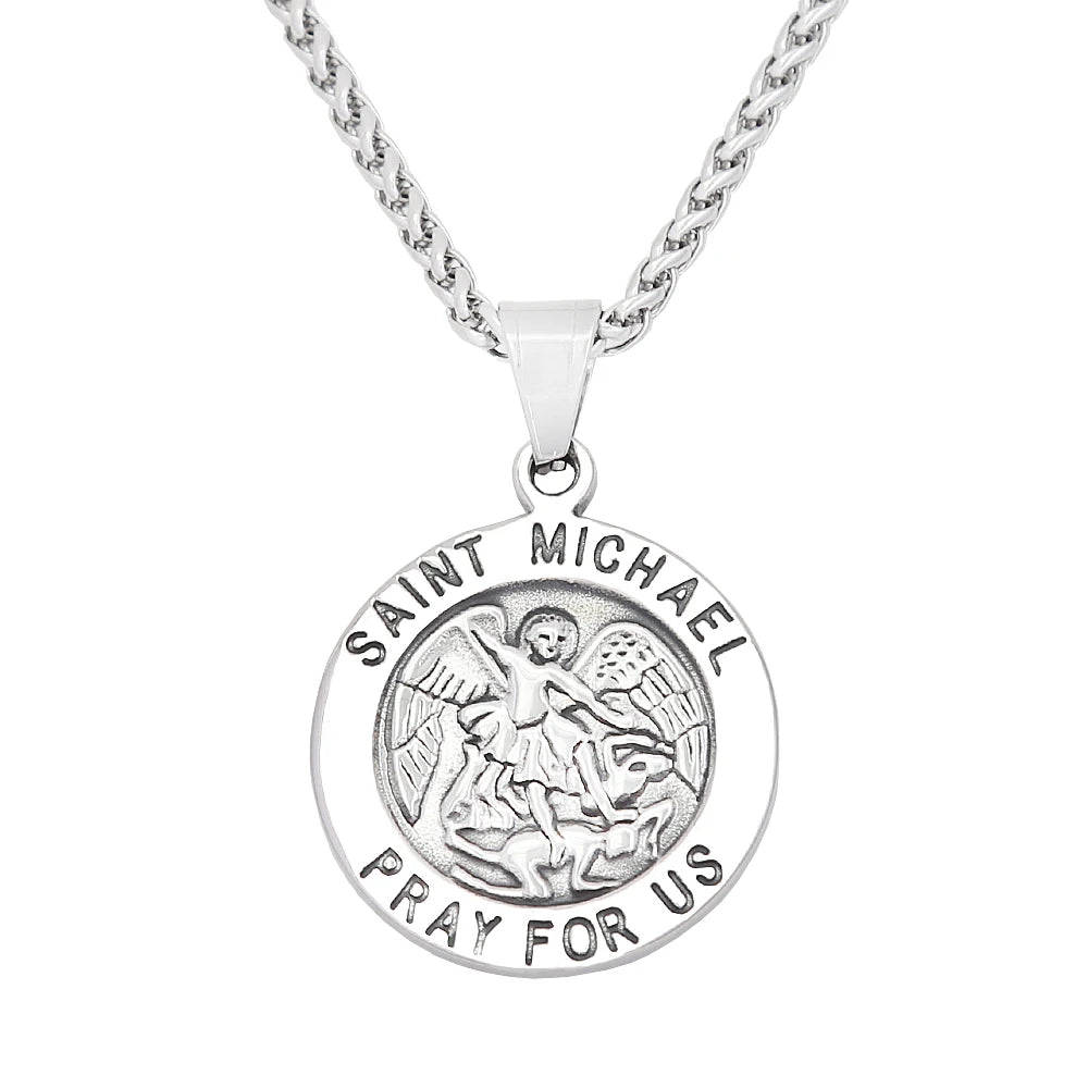 Saint Michael Faith Pendant Necklace — Stainless Steel