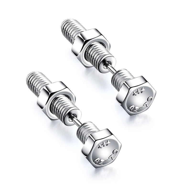 Gothic Nail Screw Piercing Stud Earrings — Stainless Steel