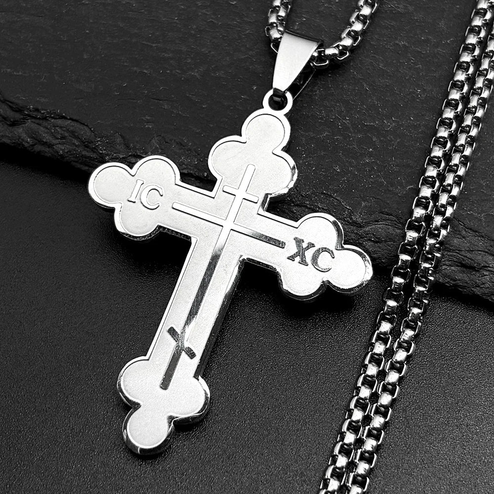 Orthodox IC XC Cross Pendant Necklace — Stainless Steel