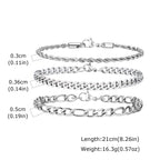 2/3pcs Stainless Steel Cross Cuban Bracelets for Men Waterproof Non Fading Twist Chain Bracelet Simple Fashion Jewelry