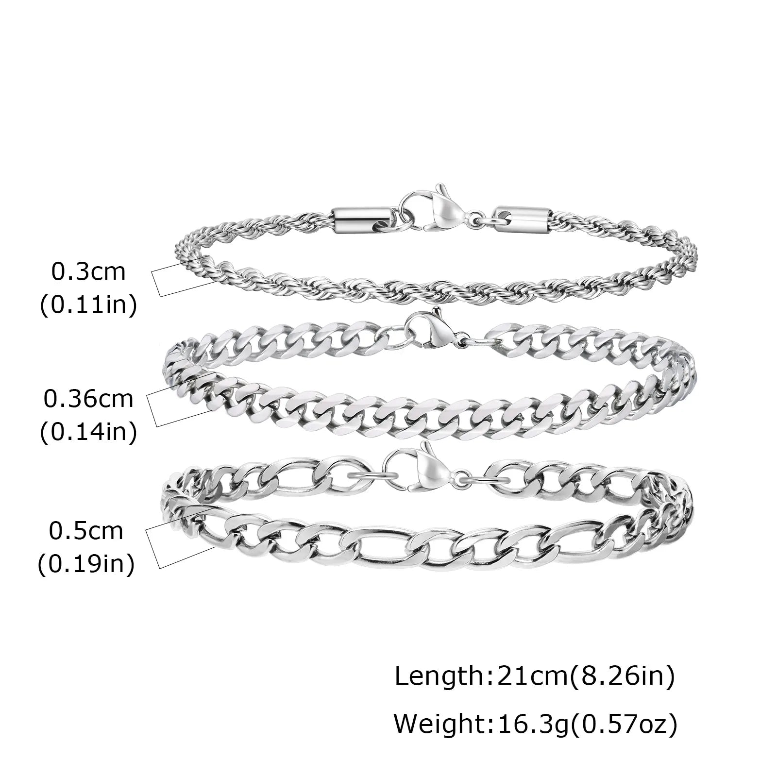 2/3pcs Stainless Steel Cross Cuban Bracelets for Men Waterproof Non Fading Twist Chain Bracelet Simple Fashion Jewelry