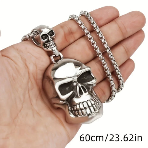 Big Ghost Skull Pendant Necklace — Gothic Statement