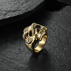 Gothic 316L Stainless Steel Skull Snake Ring For Men Punk Hip Hop Steel/Gold Color Skull Rings Fashion Jewelry Gift Wholesale