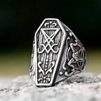 Gothic Lucifer Satan Signet Ring — Vintage Amulet