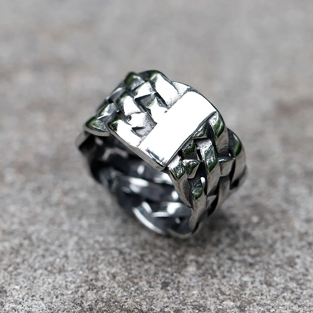 Nordic Viking Twist Weave Ring — Men's Band, Stainless Steel