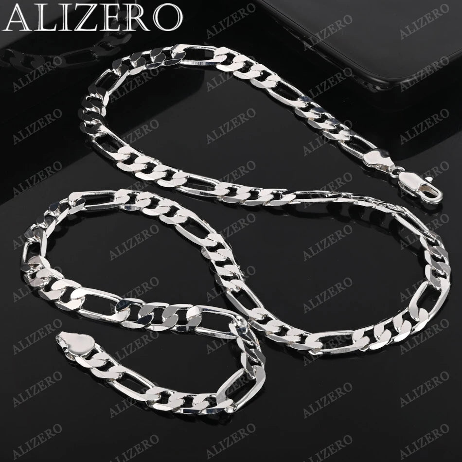 Wholesale 925 Sterling Silver Necklace 2/4/6/8/10/12MM Width 40-75cm Figaro Chain Lobster Clasp Men Women Engagement Jewelry