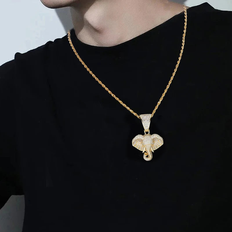 Gold Elephant Pendant Necklace Statement