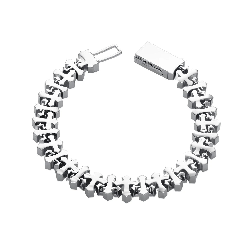 TOPGRILLZ Iced Out Cross Chain Bracelets Full Cubic Zirconia Charm Solid Back Copper Anklets With Box Clasp Fashion
