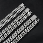 12mm 15mm 18mm Hip Hop 5A+ CZ Stone Pave Bling Ice Out Solid Bubble Round Cuban Miami Link Chain Necklace for Men