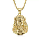 Catholic Vintage Jesus Head Pendant Necklaces For Men Women Fashion Stainless Steel Religious Amulet Jewelry Gifts Dropshipping