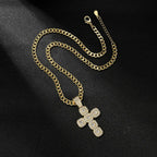 Lnngy 6.0mm Moissanite Necklaces European and American Hip-hop Cross-Shaped Pendant Necklace for Men Jewelry