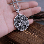 Stainless Steel Griffon Pendant Men's Totem Amulet Retro Trend Punk Necklace Jewelry Gift Wooden Box