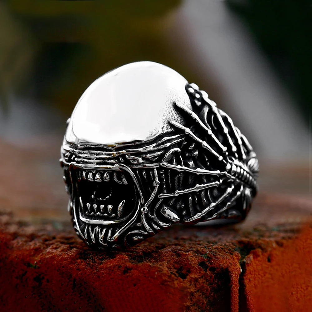 New Gothic 316L Stainless Steel Skull Ring Punk Hip Hop Fashion Skeleton Rings For Men Women Unique Biker Jewelry Halloween Gift