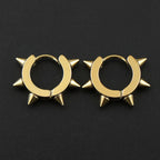 Stainless Steel Spiked Huggie Hoop Earrings for Men Women Black Punk Cone Rivet Spike Clicker Earrings Gothic Rock