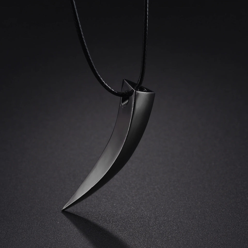 Punk Hip Hop Stainless Steel Crescent Tooth Spike Pendant Necklace Men Women Fashion Wolf Tooth Chain Necklace Jewelry