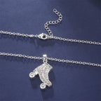 CZ Roller Skate Charm Pendant Necklace for Women