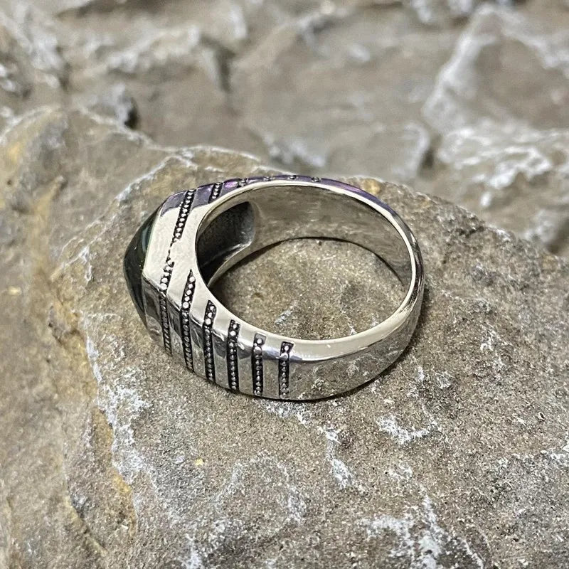 Square Simple Ring Stainless Steel Black Epoxy Vintage Men Ring Geometric Gift Fashion Women Unisex Punk Metal Jewelry