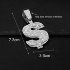 Iced Out Dollar Sign Cross Cuban Pendant — Gold