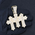 Two-Tone Cross Pendant Baguette Iced Out