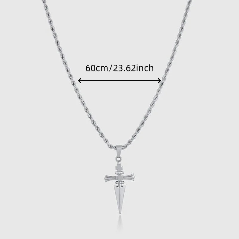 Punk Cross Pendant Necklace for Men — Stainless Steel Chain