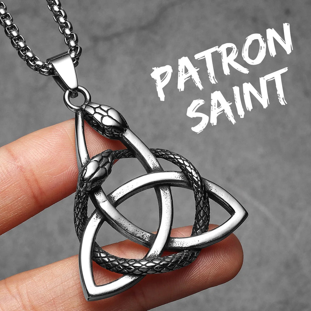 Viking Snake Pendant Necklace — Stainless Steel