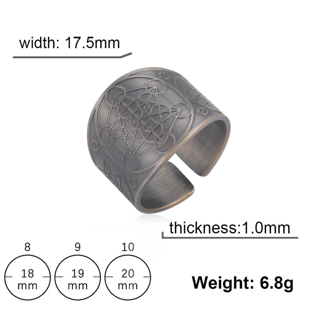 My Shape Vintage Solomon Rings Seal of The 7 Archangels Rings for Men Bronze Copper Ring Viking Rune Finger Ring Amulet Jewelry
