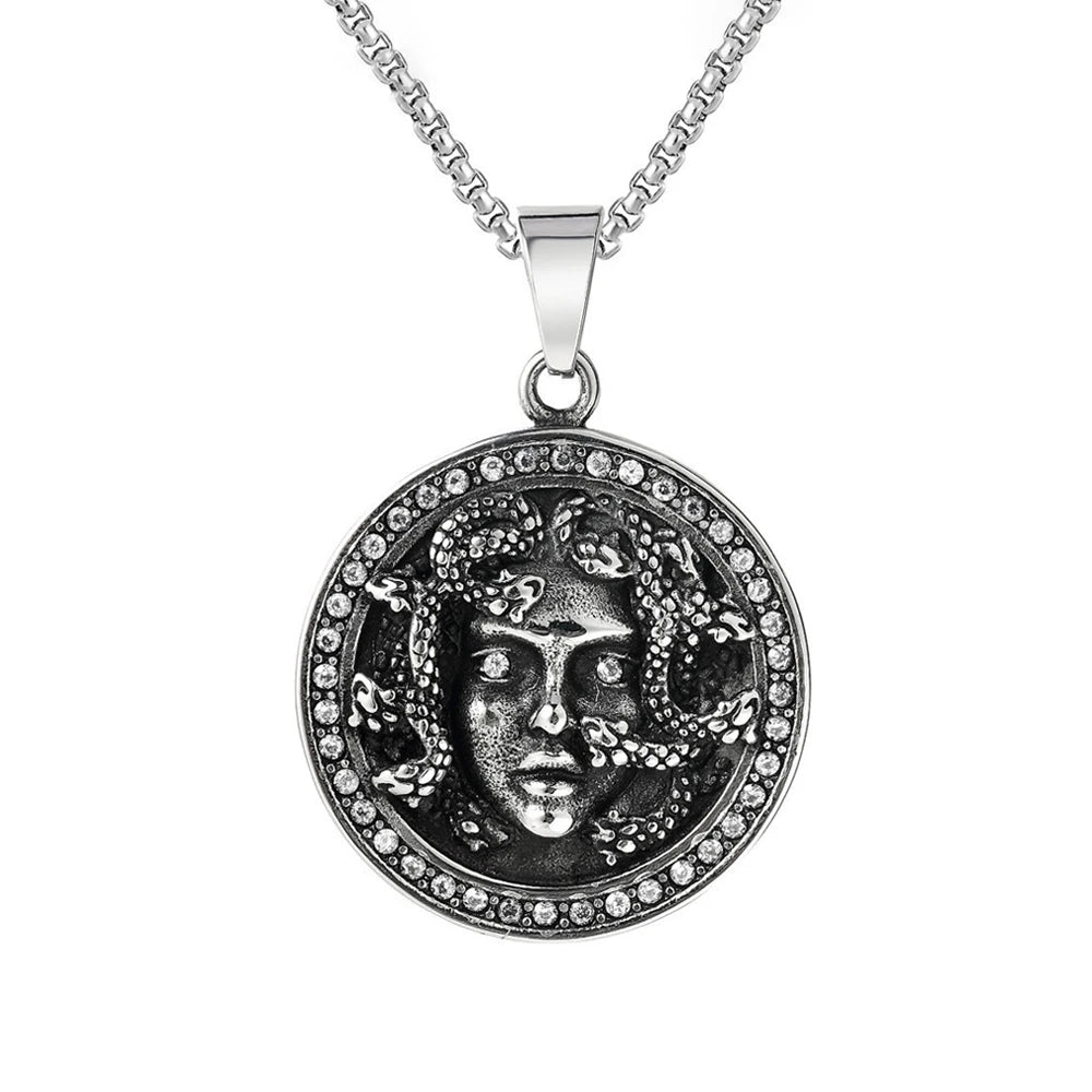 Classic Medusa Snake Pendant — Stainless Steel