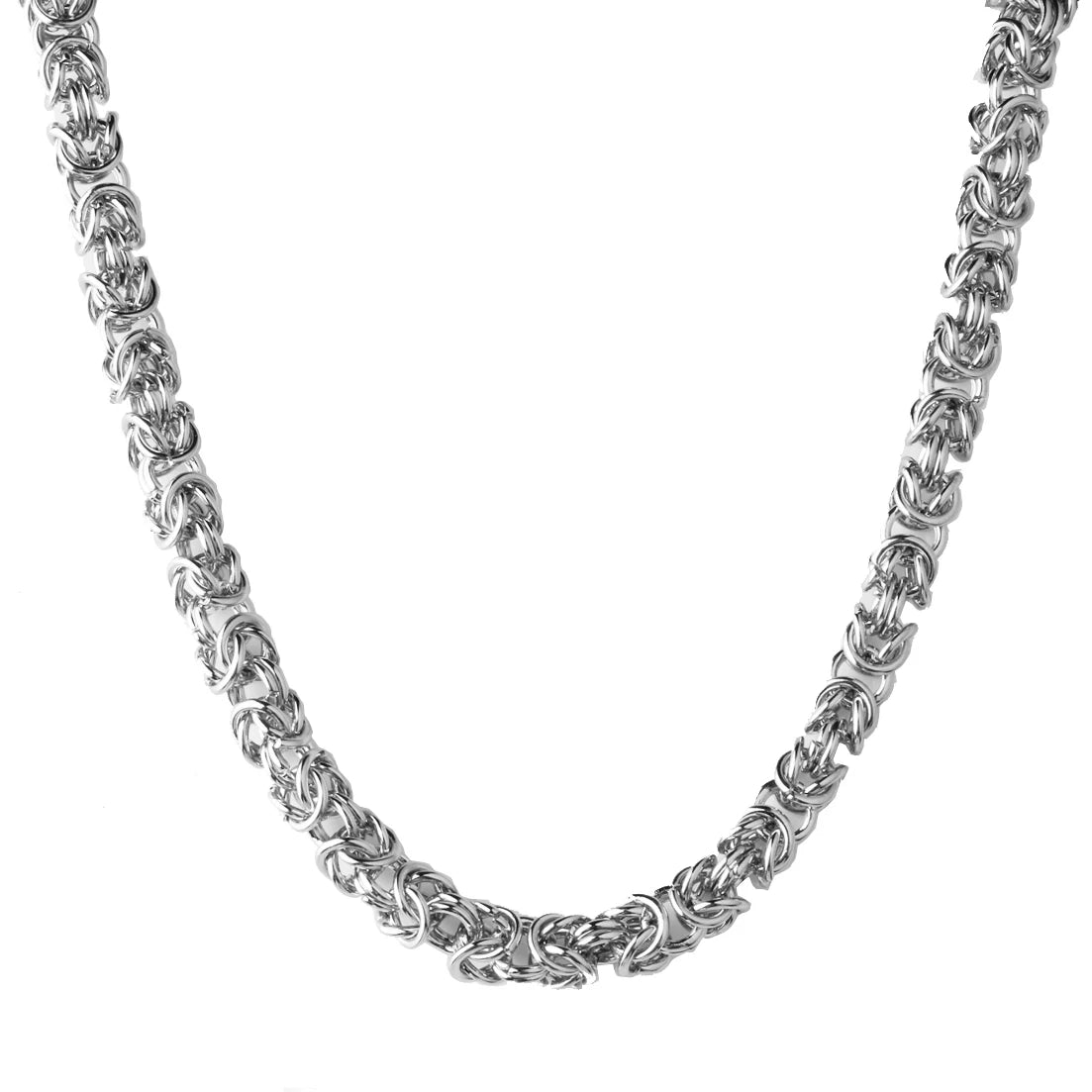Fashion Men's Jewelry Trendy Stainless Steel Byzantine Chain Necklace Link Chain 7"-40" 6/8mm Free Choose Xmas Gift