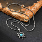Rudder Turquoise Pendant — Silver Stainless