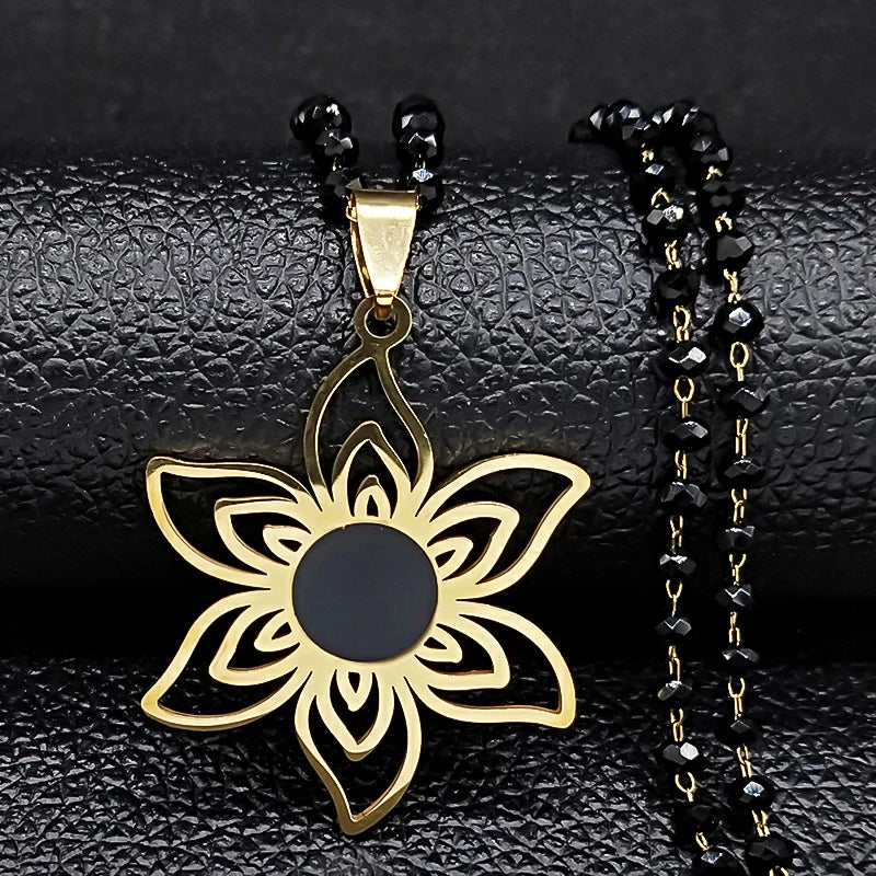 Flower Gold Pendant Necklace — Stainless Steel