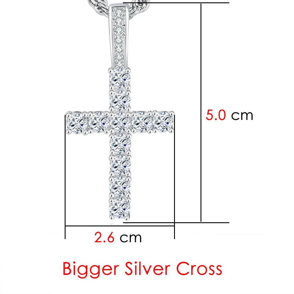 Gold Iced Out Cross Pendant Rope Cuban Chain
