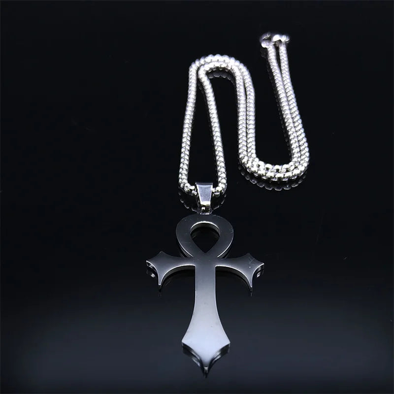 Gothic Ankh Cross Pendant Necklace — Stainless Steel