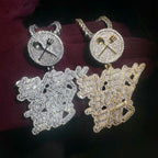Aokaishen Iced Out Necklace Pendant for Men Every Body Eats Charms Real Copper Cubic Zircona Gold Plated Hip Hop Jewelry