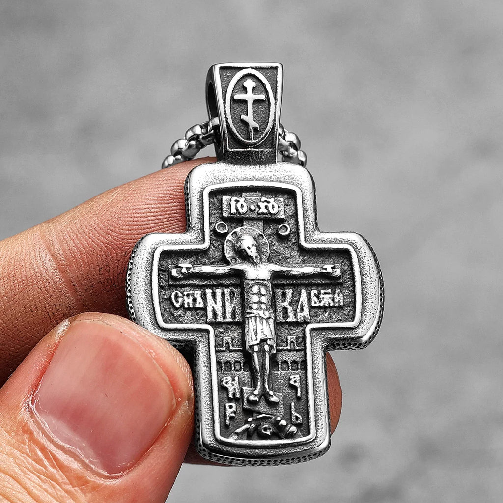 Religion Jesus Cross Stainless Steel Men Women Necklaces Pendants Chain Punk Gothic Trendy Jewelry Creativity Gift Wholesale