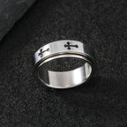 Cross Steel Ring 316L Rotating Finger