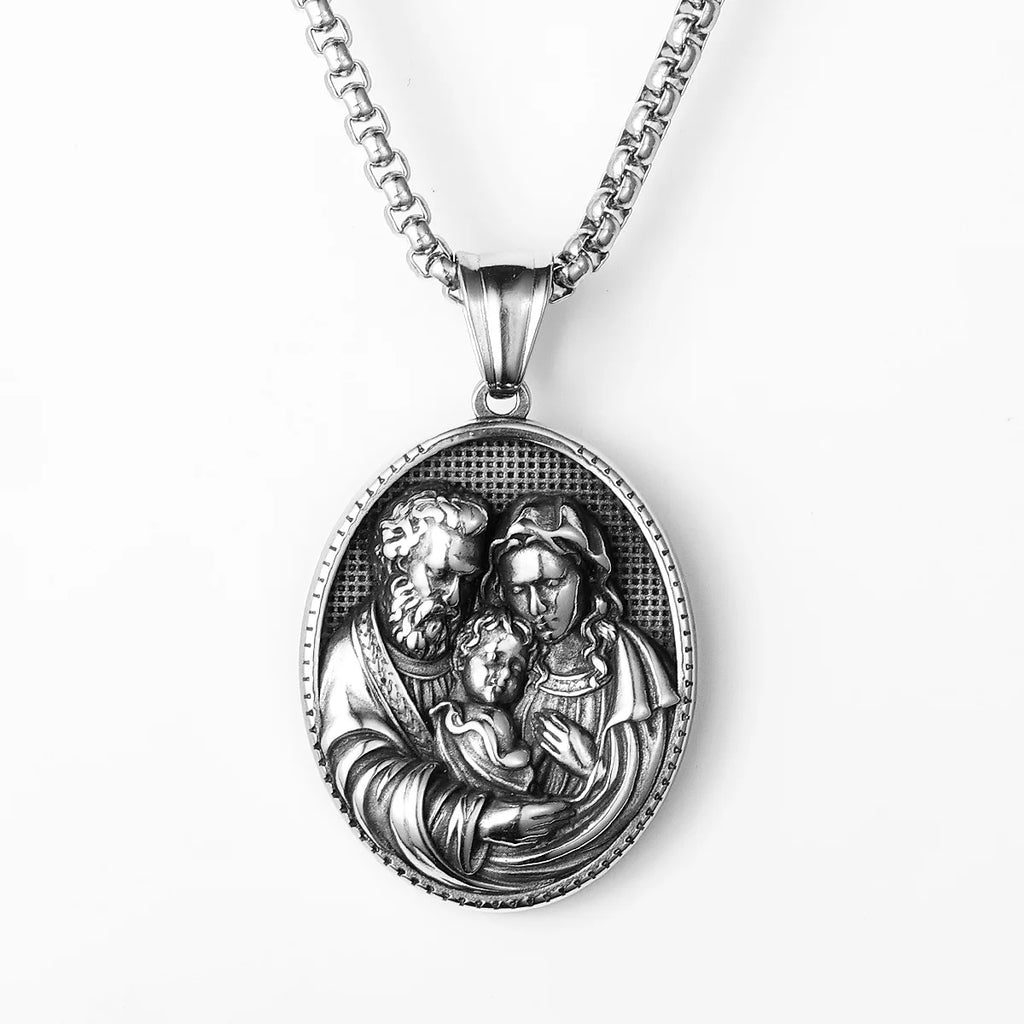Holy Family Pendant — Stainless Steel
