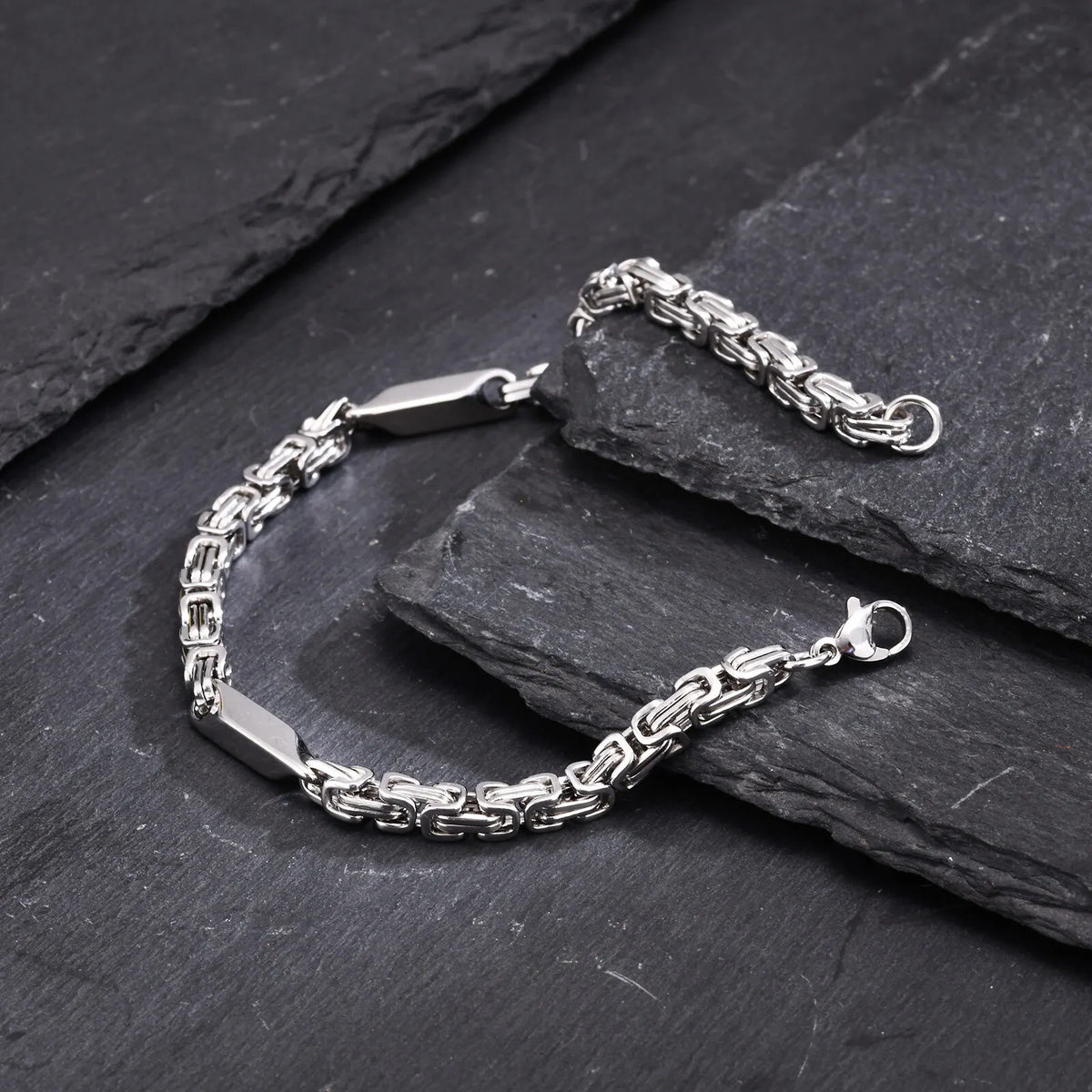 4mm Boys Byzantine Bracelets,Creative Splicing Link Chain Wristband for Men, Cool Stainless Steel Jewelry Gift