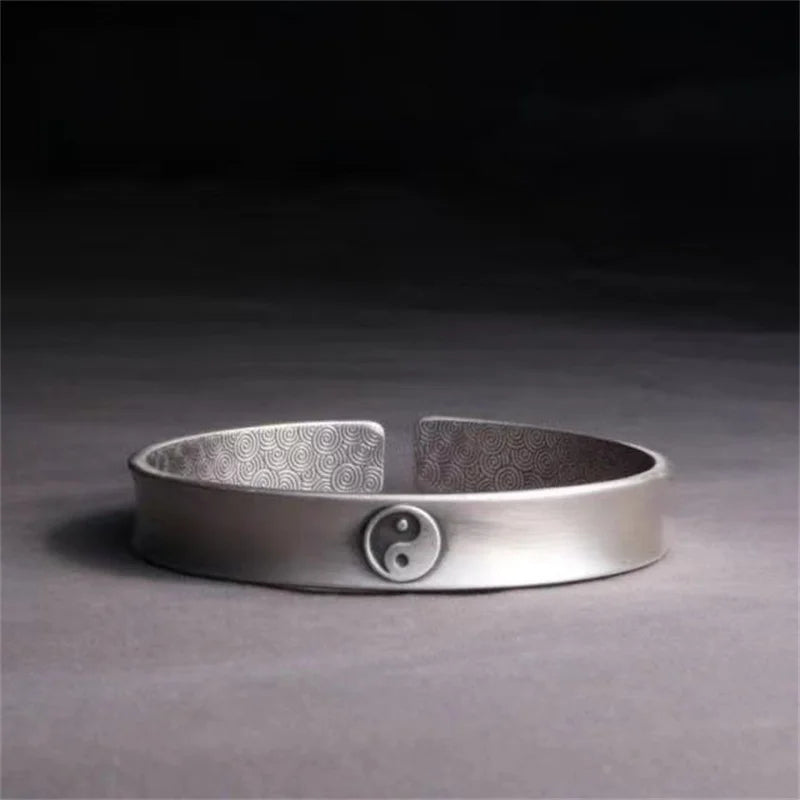 Eight Trigrams Auspicious Clouds Open Bangle Bracelet for Men