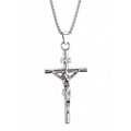 Jesus Crucifix Rhinestone Cross Necklace — Stainless Steel