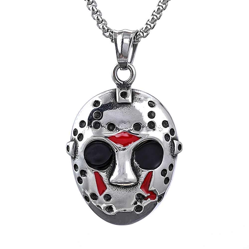 Stainless Steel Jason Mask Pendant Necklace Men Halloween Gift Biker Black Friday Necklaces High Quality Jewelry